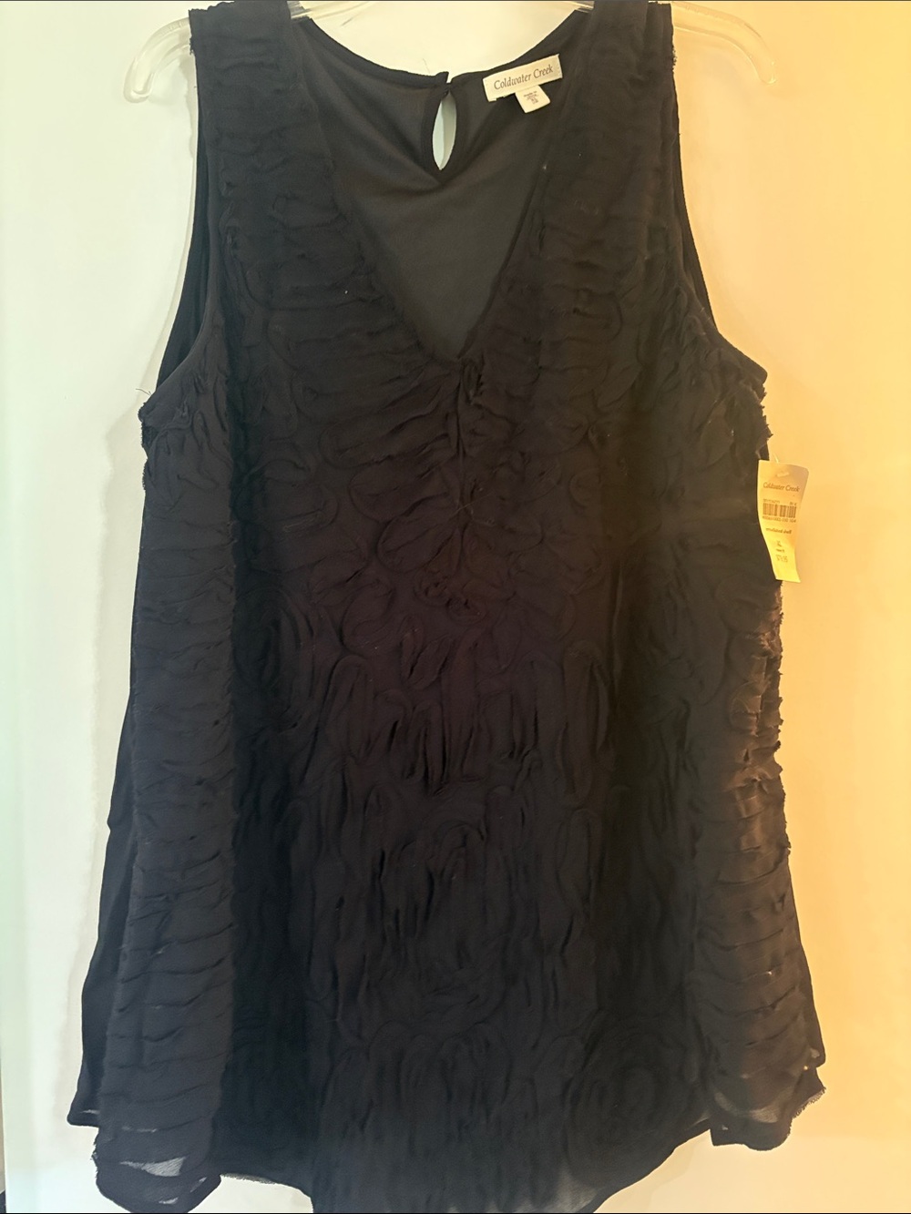 New Coldwater Creek Sleeveless Embellished V-Neck Shell Women's Top - Black XL